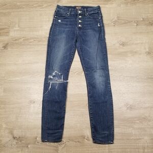 Mother Denim Pixie Ankle Fray Button Fly Stretch Jeans Womens Size 26Wx28L